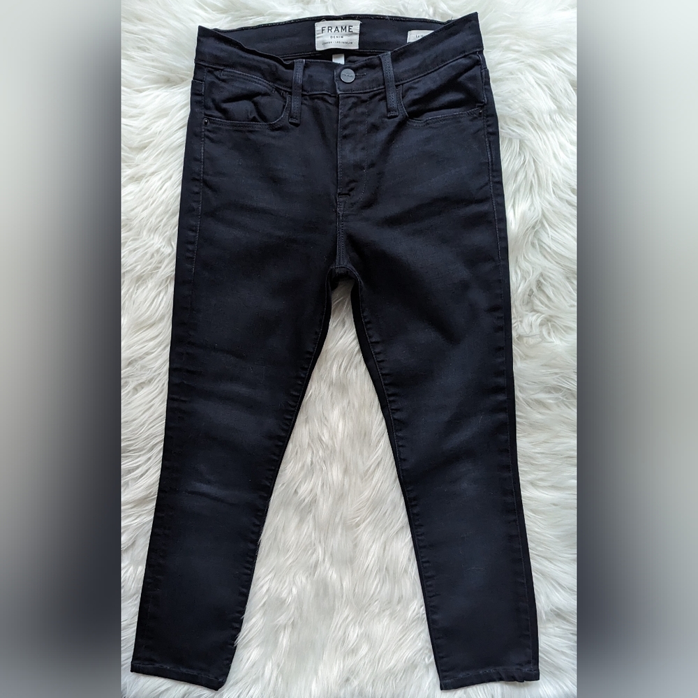 EUC Frame Le High Skinny black denim jean